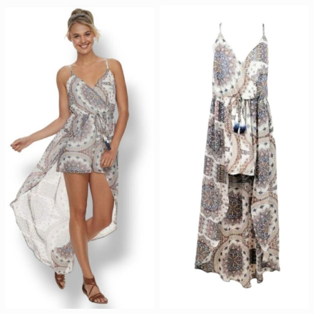 NEW Lily Rose Mandala Romper with Flowy Open Front Maxi Skirt Size Large